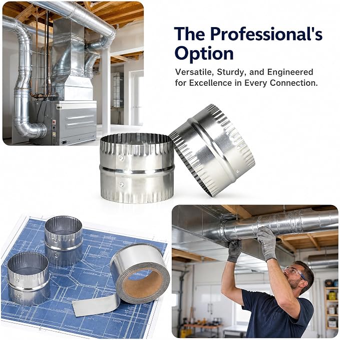 4" Duct Connector Aluminum Bead and Crimp Design, HVAC Duct Fitting | 3 Inch - Image 3