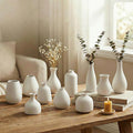 White Bud Vases, Small Ceramic Vase Set of 11, Mini Pottery Vases by Unknown