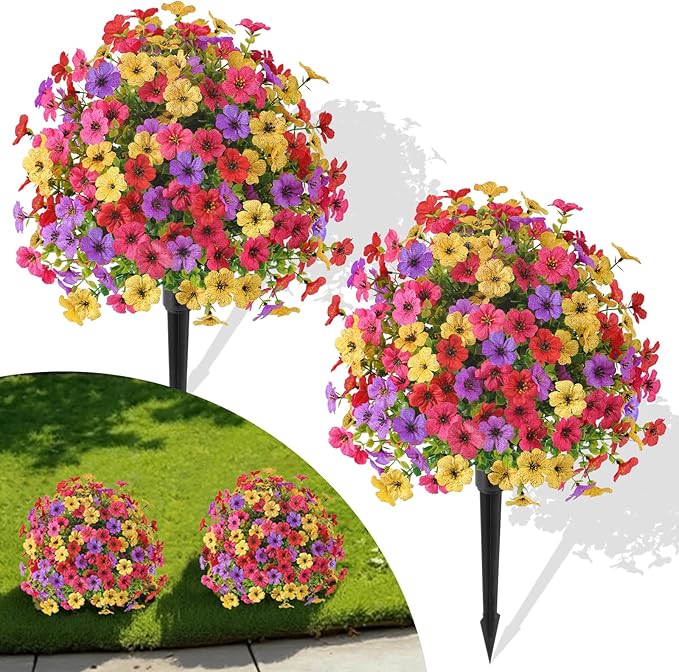 Alupssuc 2Pcs 20" Artificial Topiary Ball Flowers, UV Resistant Outdoor Faux by Alupssuc