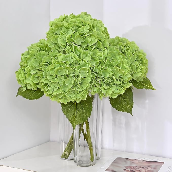 3Pcs 21in Latex Real Touch Hydrangea Artificial Flowers | Lifelike Large by MARTINEMALL