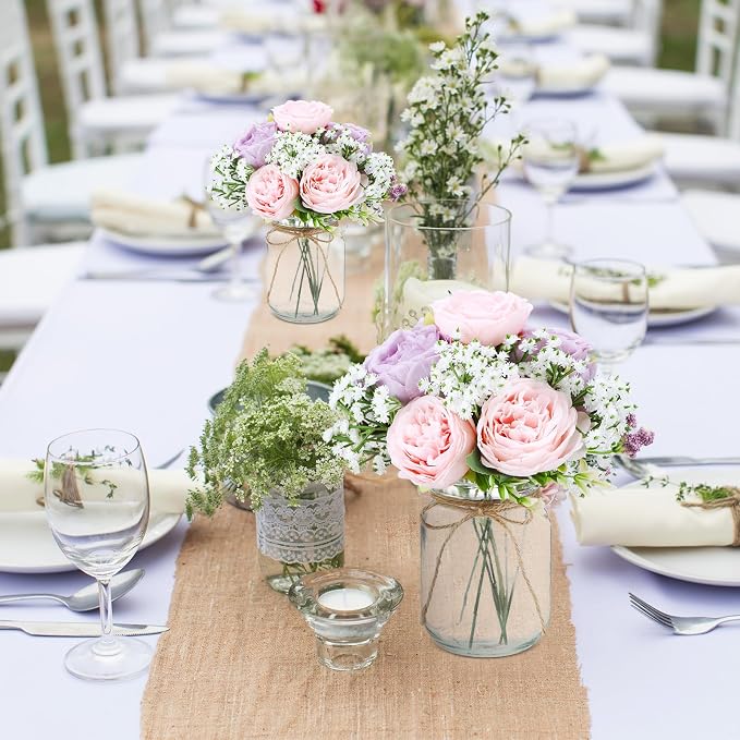 12 Sets Mason Jar Flowers Centerpiece Table Decorations, Artificial Peony - Image 6