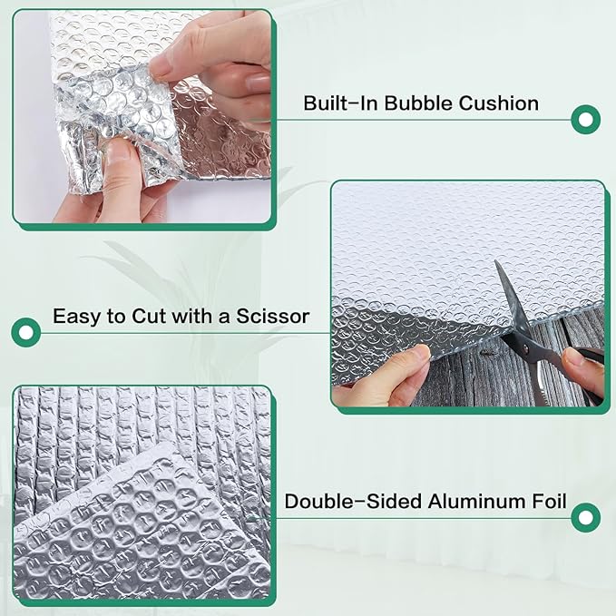 FONUNO Bubble Insulation Sheet, Reflective Insulation Roll, 23.6IN X 10FT | - Image 4