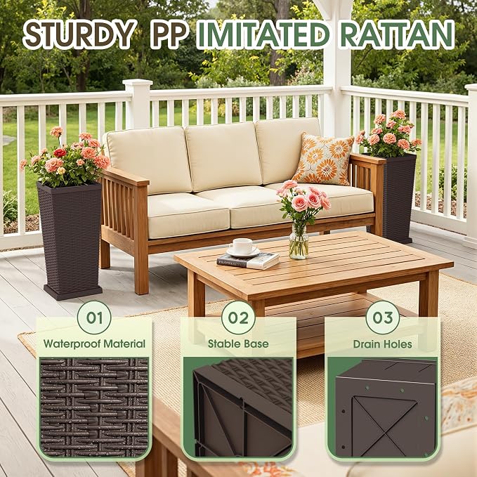 Set of 2 24 Inch Tall Plastic Planters - Image 5