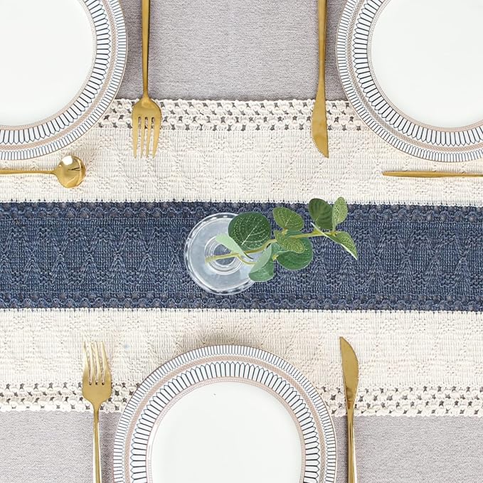 Boho Table Runner for Home Decor 12x72 Blue Fall Rustic Decorations | 72 Inches - Image 6