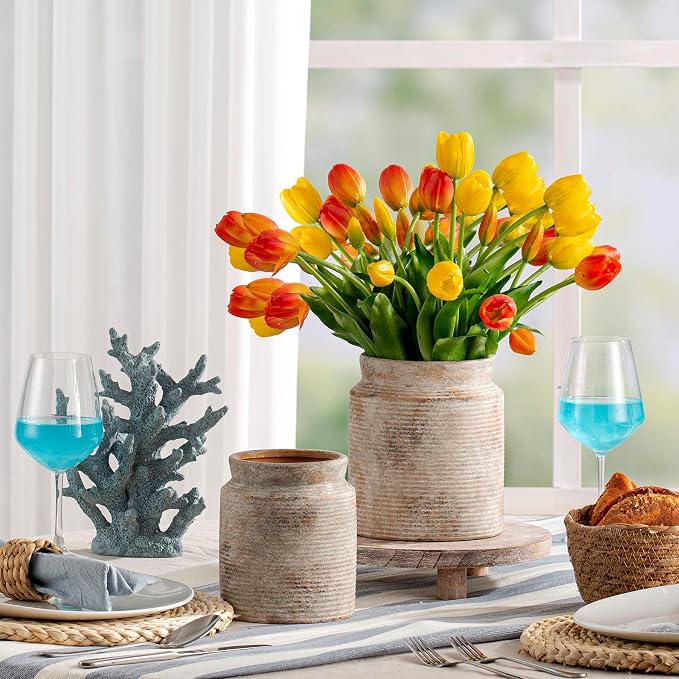 Ceramic Flower Vase 6.5 inch Farmhouse Rustic Vase - Image 9