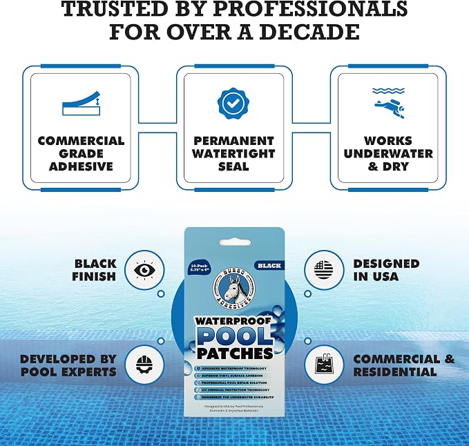 Burro Adhesives 10-Pack Waterproof Black Pool Patches - Image 5