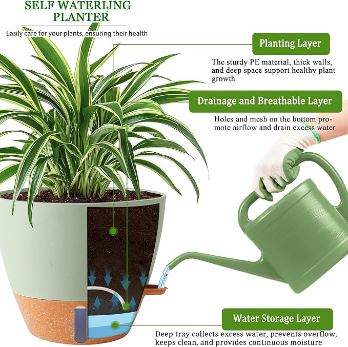 8/10/12 Inch Self Watering Pots - Image 7