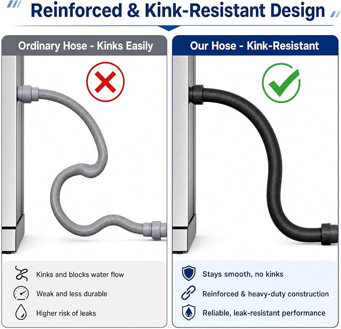 Dishwasher Drain Hose Replacement 6FT, 7/8 Inch ID Rubber Hose - Image 3