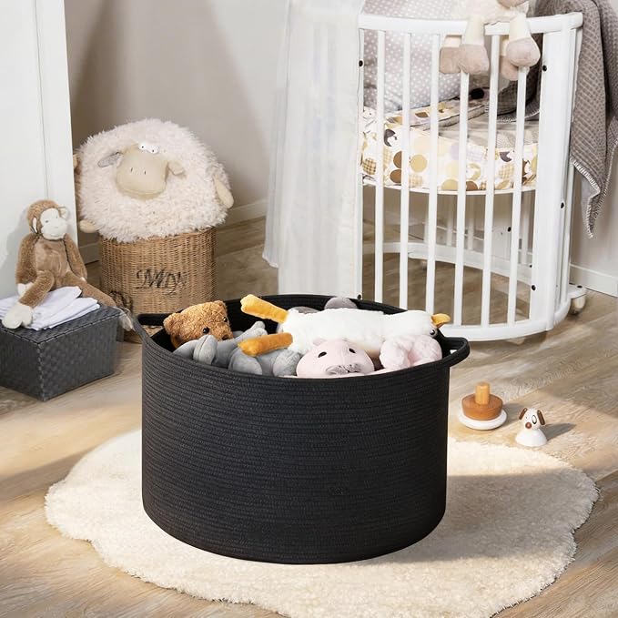 Large Black Blanket Basket, Kids Dog Toy Storage Box Organizer Bins, Blanket - Image 6