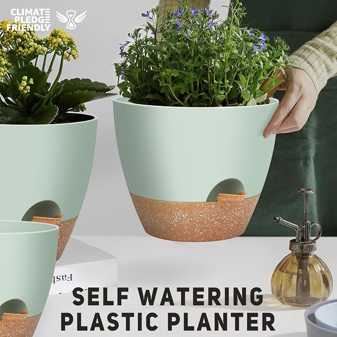 YNNICO 12" 10" 9" Large Self Watering Plant Pots, 3 Pack Flower Pots Planters - Image 4