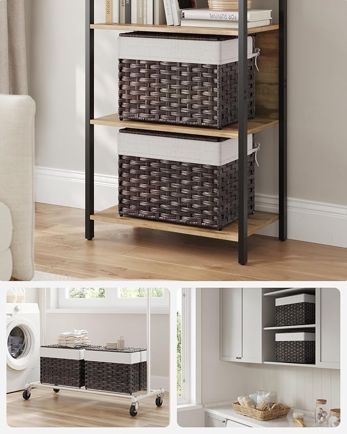 SONGMICS Storage Basket with Lid, Woven Blanket Storage Bin with Handles - Image 3