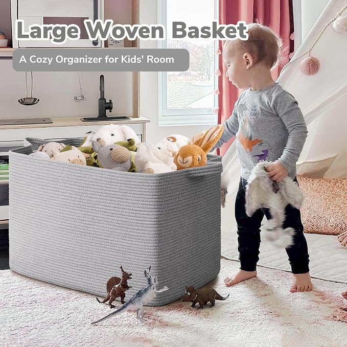 Goodpick 105L Extra Large Woven Rope Blanket Basket, Pillows & Clothes - Image 2