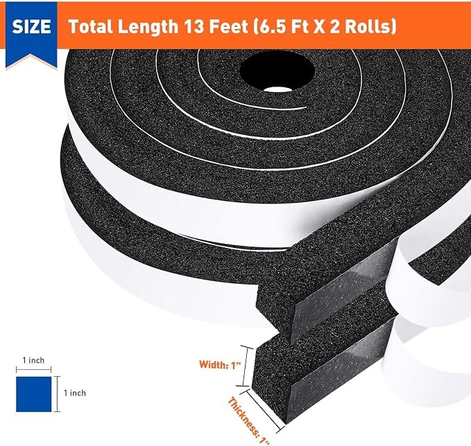 MAGZO Foam Weather Stripping Door Seal 1 Inch W x 1 Inch T x 13 FT | Foam Tape - Image 2