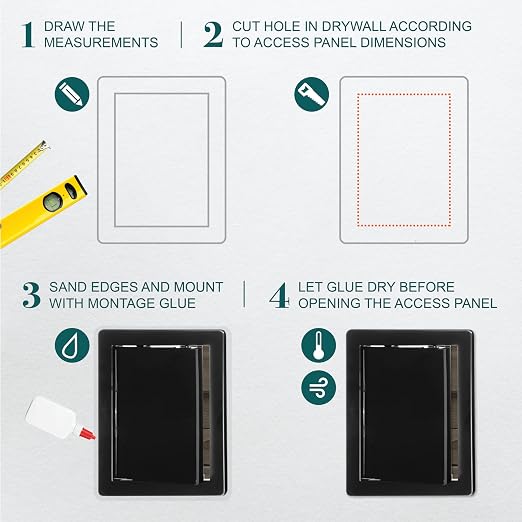 8" x 10" Black ABS Plastic Plumbing Access Panel - Image 3