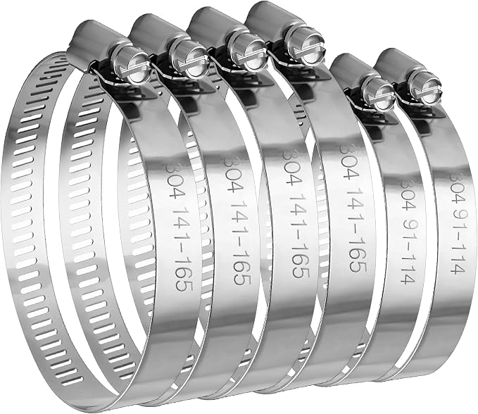 Dianrui 6PCS 6inch + 4inch Hose Clamps Stainless Steel 304 Duct Clamps Dry Vent by Dianrui