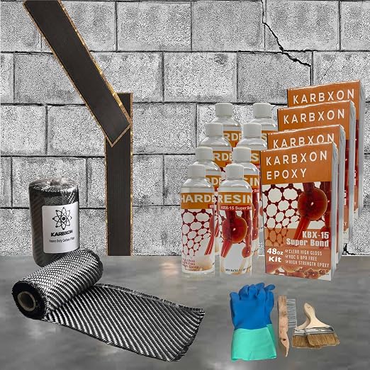 100 ft - Carbon Fiber-Basement Wall Crack Repair Kit - Carbon Fiber Foundation by KARBXON