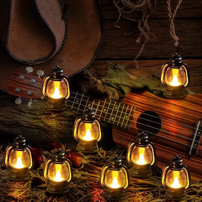 Ferraycle 12 Pcs Mini Lanterns 4 Inch Silver Lamp Table Decor | Western Cowboy - Image 4