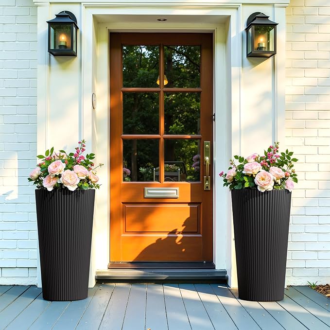 24" Tall Planters for Outdoor Plants Set of 2 - Image 6