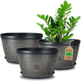 Quarut 10 Inch Flower Pots for Outdoor Indoor, 3 Pack Plastic Plant Pots | by Quarut