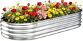 Galvanized Raised Garden Bed Outdoor, Easy Assemble Large Oval Plant Container by Tegarbed