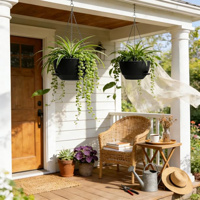 UOUZ 13 Inch 2 Pack Large Self Watering Hanging Planters - Image 2