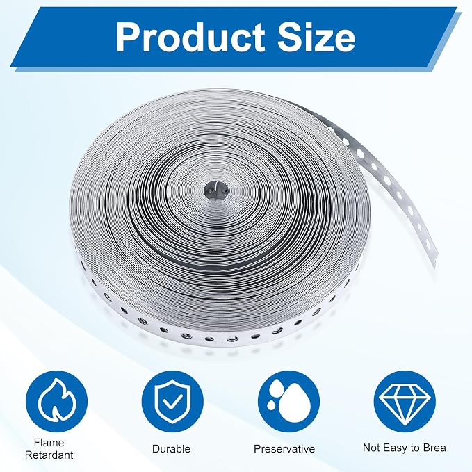 100 Feet 24-Gauge Galvanized Metal Pipe Strap, Galvanized Hanger Straps - Image 5