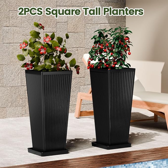 24" Tapered Tall Planters for Outdoor Plants - Image 6
