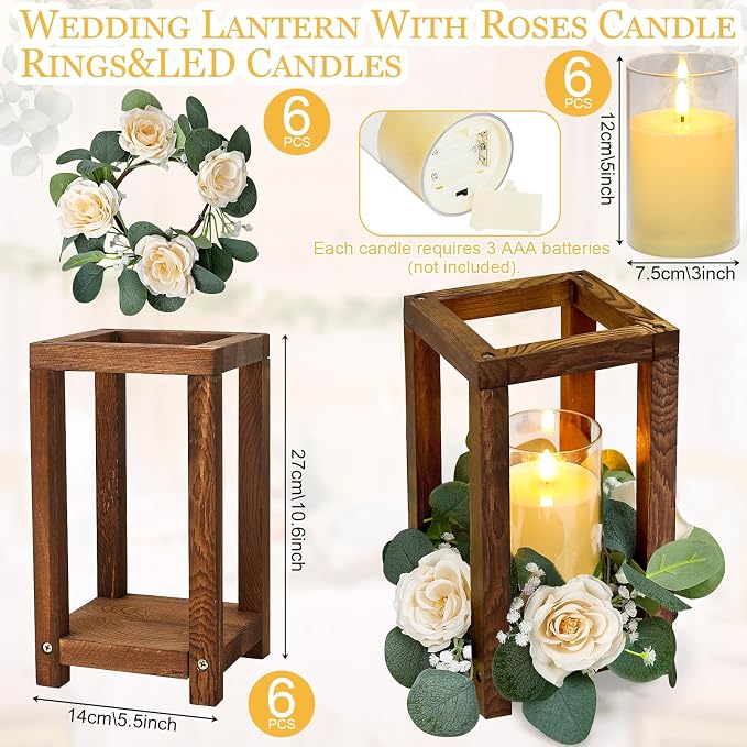 18 Pcs Wooden Lantern Centerpiece | Wedding Lantern Candle Holder - Image 2