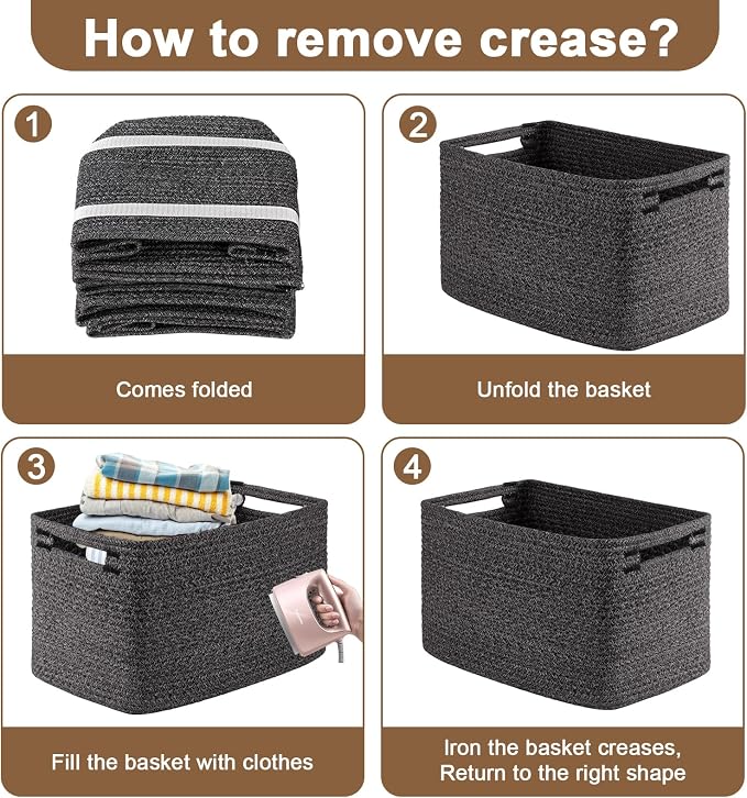 OIASKET 4Packs Natural Cotton Rope Storage Baskets - Image 9