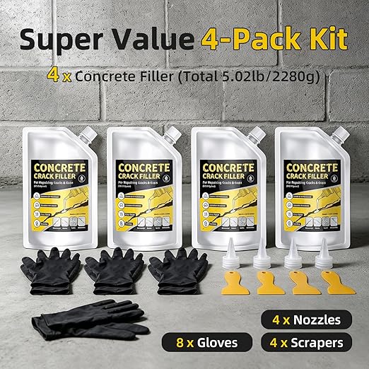 TQRR Pack of 4 Self Leveling Concrete Crack Filler, Cement Crack Repair | - Image 5