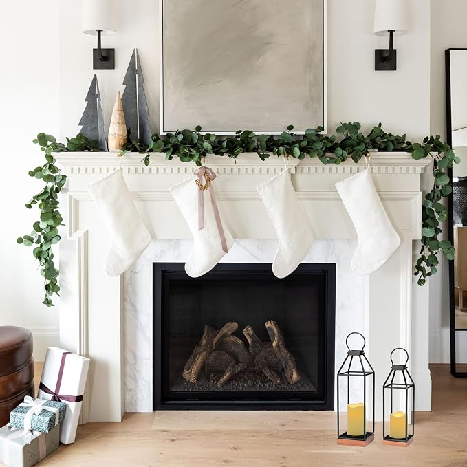 Perfnique Metal Lanterns w/ Pine Wood, Modern Farmhouse Candle Holder - Image 6