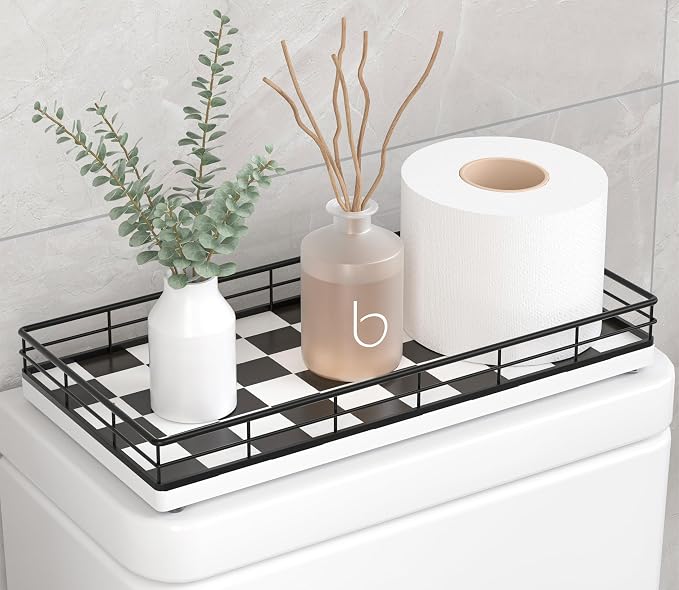 Toilet Paper Basket Organizer, Oak Wood Toilet Tank Tray by Focusonit