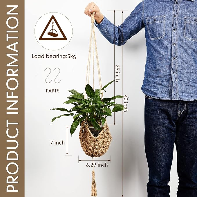 Shappy 2 Pack Boho Macrame Plant Hanger, Large Hanging Planter Plant Holder Pot - Image 2