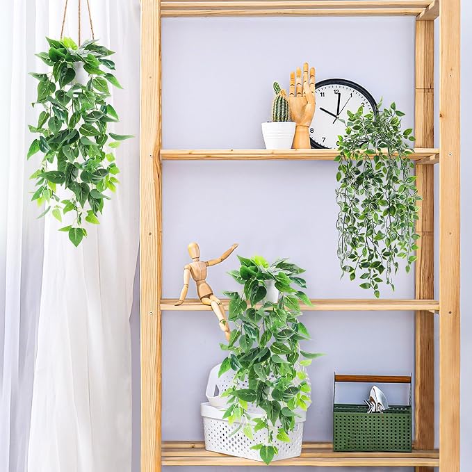 Der Rose 4Pcs Artificial Hanging Plants Fake Vines - Image 5