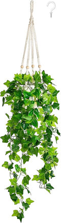 Dahey Fake Hanging Plant Macrame Hanger Potted Vines Indoor Decor, 1 Pack | No by Dahey