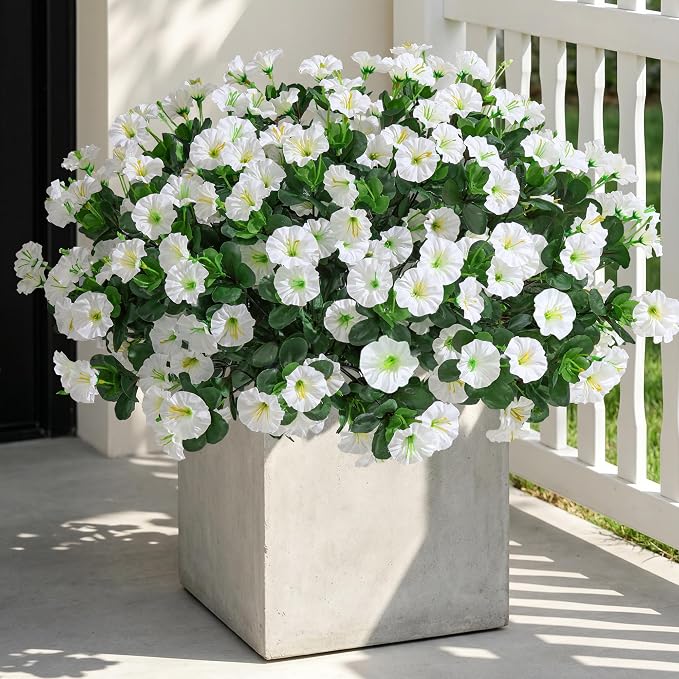 Artificial Flowers for Outdoors Fake Plants Outside Decoration, 4 Bundles Silk - Image 4