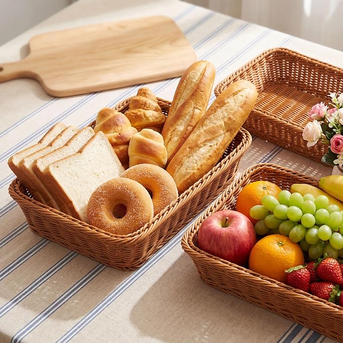 Eccliy 20 Pack Wicker Bread Baskets Woven Serving Basket, 15.8 Inch | Poly - Image 4