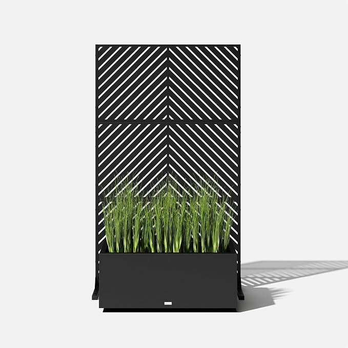 Veradek Block Series Long Box Planter + Arrow Privacy Screen Set, Balcony or - Image 8