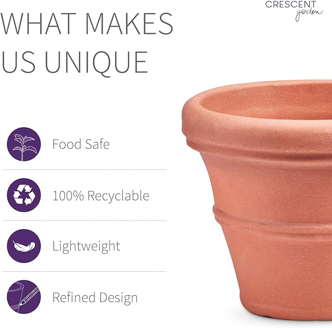 Crescent Garden Brunello Small Classic Planter, Indoor/Outdoor Weather-Safe - Image 4