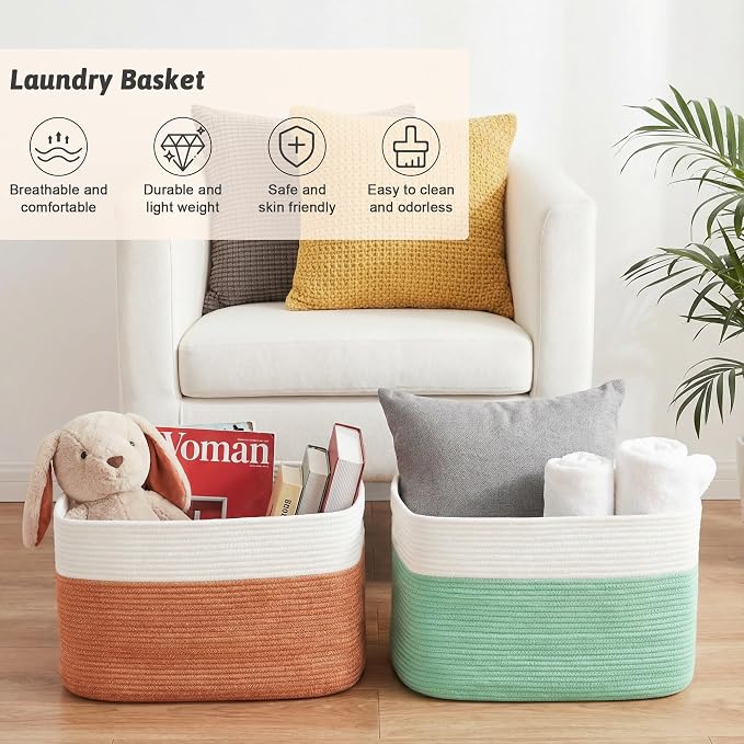 Artfeel Blanket Basket, Rectangle Woven Baskets - Image 6
