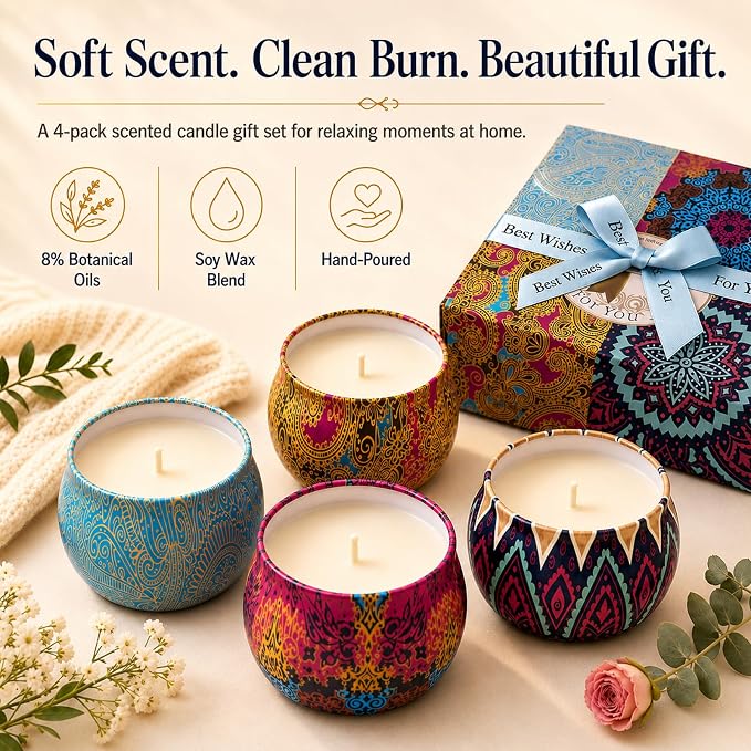Scented Candles Gift Set for Women, 4 Pack Soy Wax Candles for Home Scented | - Image 3