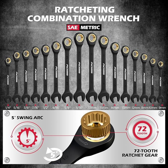 Premium 132-Piece Mechanics Tool Set, SAE/Metric 1/4" & 3/8" Drive Socket Set - Image 2