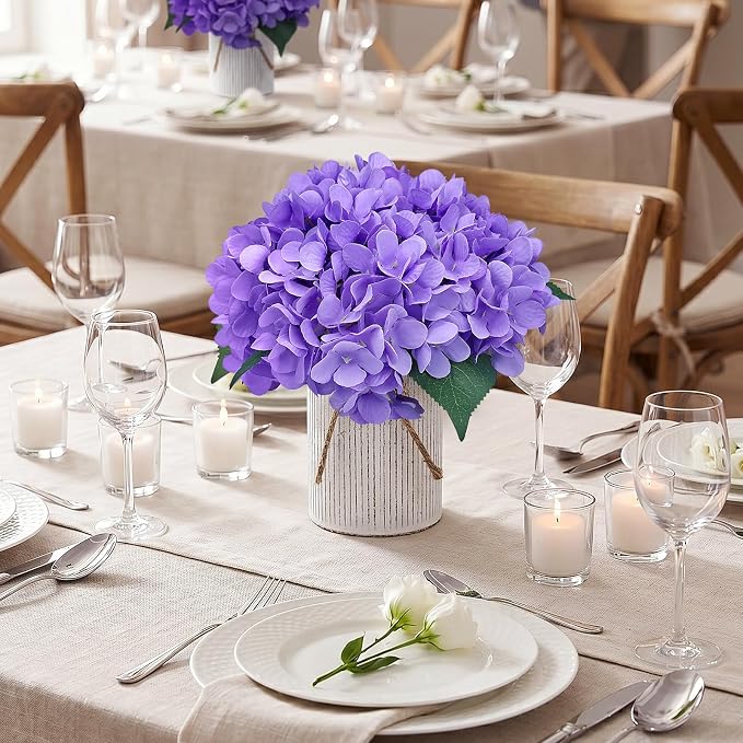 Purple Flower Table Centerpieces, Hydrangeas | Floral Arrangement Artificial - Image 3