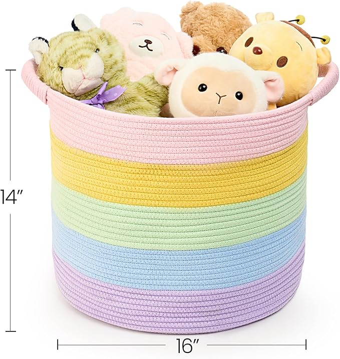 Blanket Basket for Living Room, Woven Rope Storage Basket | 16"D x 14"H | - Image 2