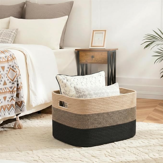 Artfeel Blanket Basket, Rectangle Woven Baskets - Image 2