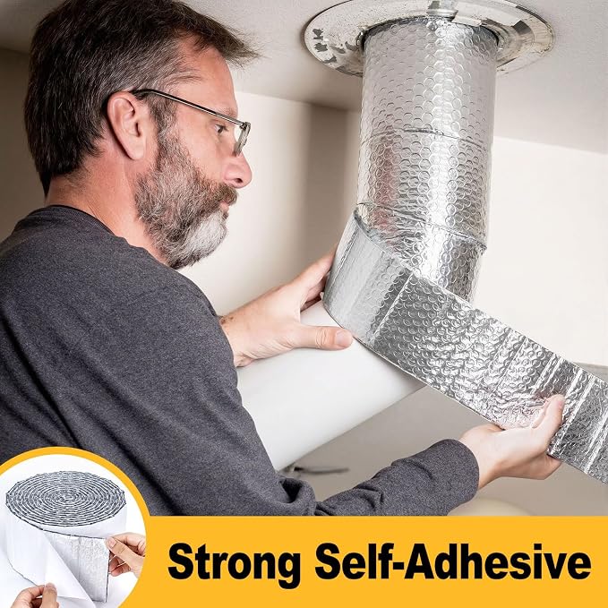Double Bubble Reflective Foil Insulation Tape, Self-Adhesive Ac Pipe Insulation - Image 3