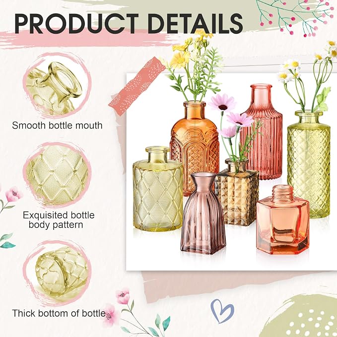 Yaomiao 30 Pcs Glass Bud Vases Centerpieces, Mini Colored Flower Vase - Image 4