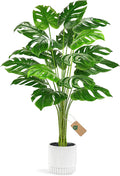 Der Rose 44" Artificial Plants Indoor, Monstera Floor Plant in White Pot | by DerRose