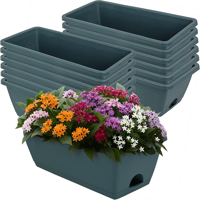 LOCONHA 12 Pack Window Box Planter, Plastic Vegetable Flower Planters Boxes | by LOCONHA