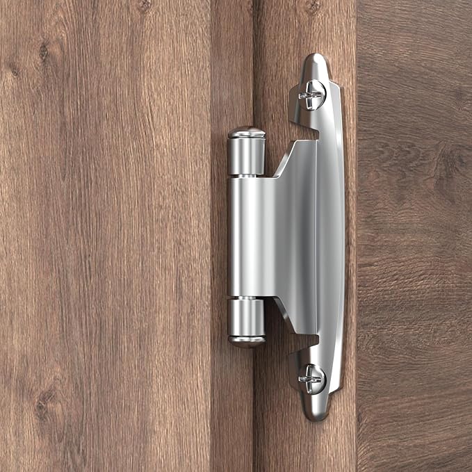 3/8 Inch Inset Cabinet Hinges, 5 Pairs Self Closing Flush Face Mount Hinges - Image 2